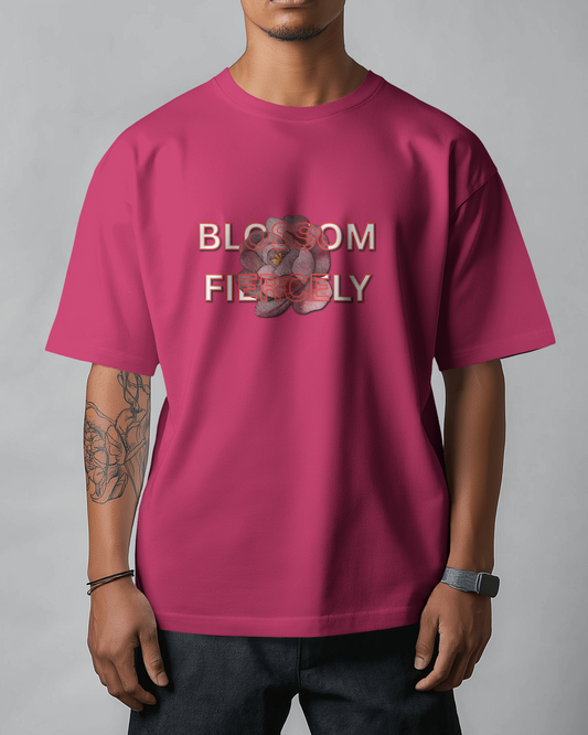 Earth & Thread | Blossom Fiercely 100% Cotton Regular Fit T-Shirt - Premium 180 GSM Empowering Floral Graphic Tee