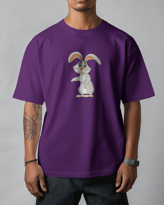 Earth & Thread | Curious Rabbit 100% Cotton Regular Fit T-Shirt - Premium 180 GSM Adorable Animal Graphic