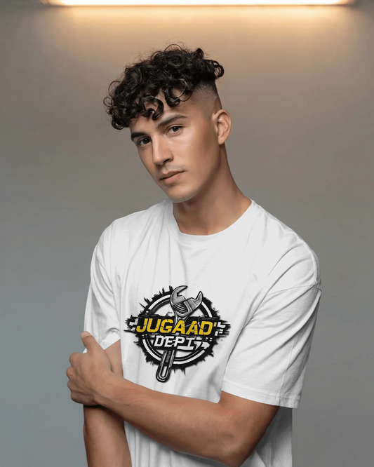 Earth & Thread | JUGAAD DEPT 100% Cotton Regular Fit T-Shirt - Premium 180 GSM Innovative Mechanic Graphic
