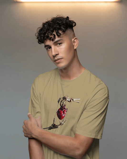 Earth & Thread | Skeleton Hands Holding Heart 100% Cotton Regular Fit T-Shirt - Premium 180 GSM Gothic Romance Graphic