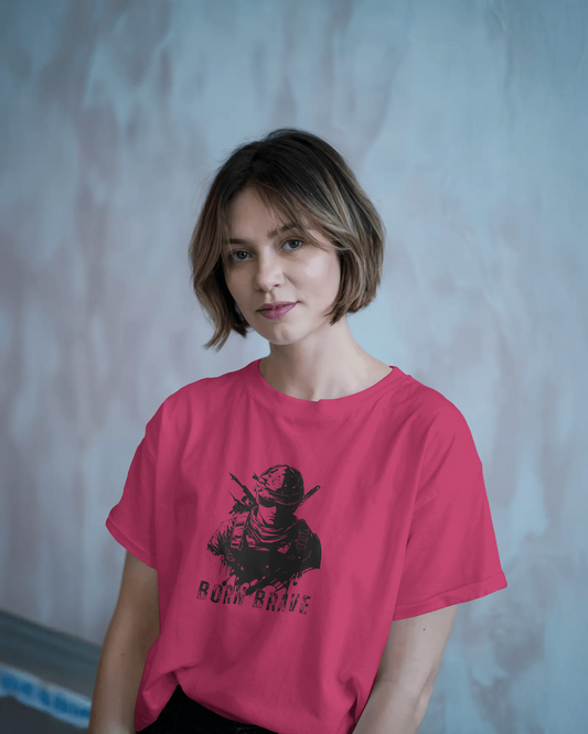 Earth & Thread | Born Brave 100% Cotton Regular Fit T-Shirt - Premium 180 GSM Soldier Spirit Graphic Tee