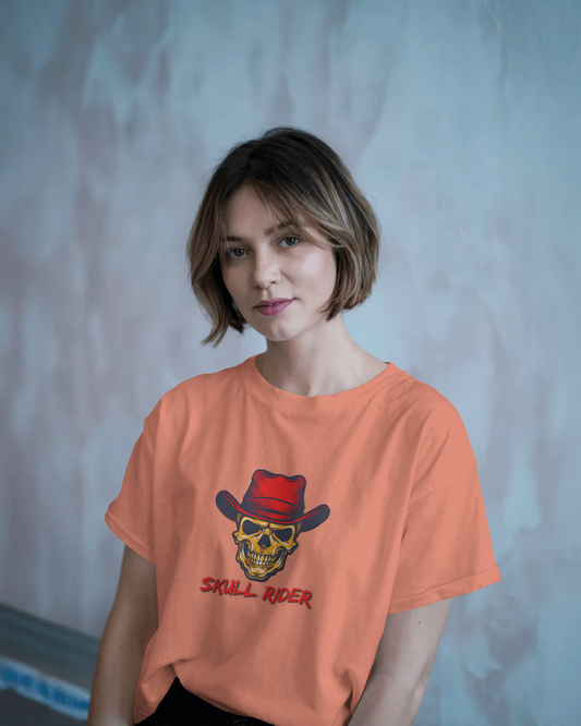 Earth & Thread | Skull Rider 100% Cotton Regular Fit T-Shirt - Premium 180 GSM Edgy Western Graphic Tee