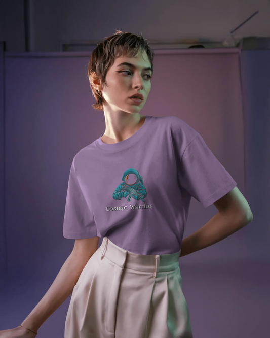 Earth & Thread | Cosmic Warrior 100% Cotton Regular Fit T-Shirt - Premium 180 GSM Space Adventure Graphic Tee