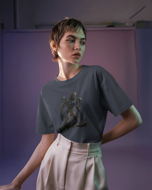 Earth & Thread | Cyber Creature 100% Cotton Regular Fit T-Shirt - Premium 180 GSM Sci-Fi Graphic Tee