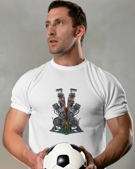 Earth & Thread | Biomechanical Engine Tree 100% Cotton Regular Fit T-Shirt - Premium 180 GSM Tech Nature Graphic