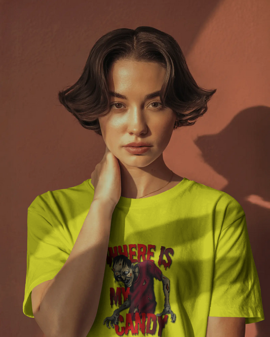 Earth & Thread | Where Is My Candy 100% Cotton Regular Fit T-Shirt - Premium 180 GSM Zombie Graphic Tee