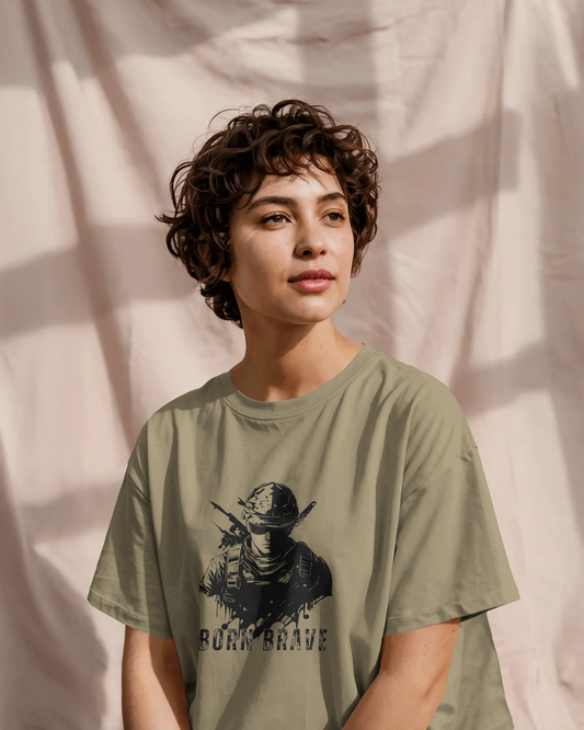 Earth & Thread | Born Brave 100% Cotton Regular Fit T-Shirt - Premium 180 GSM Soldier Spirit Graphic Tee