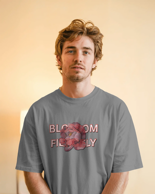 Earth & Thread | Blossom Fiercely 100% Cotton Regular Fit T-Shirt - Premium 180 GSM Empowering Floral Graphic Tee
