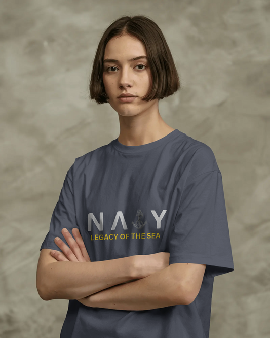 Earth & Thread | Navy Legacy of the Sea 100% Cotton Regular Fit T-Shirt - Premium 180 GSM Maritime Heritage Tee