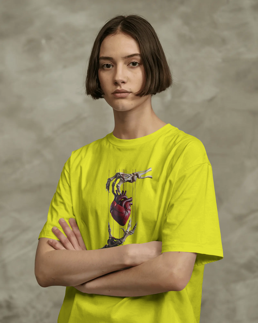Earth & Thread | Skeleton Hands Holding Heart 100% Cotton Regular Fit T-Shirt - Premium 180 GSM Gothic Romance Graphic
