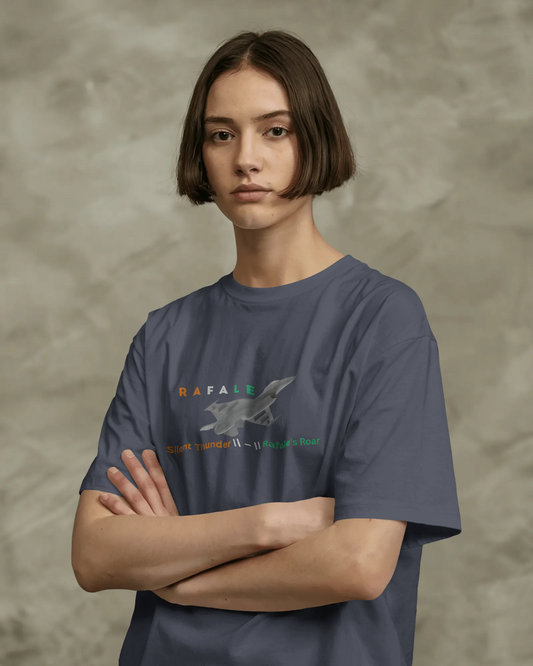 Earth & Thread | Rafale Silent Thunder 100% Cotton Regular Fit T-Shirt - Premium 180 GSM Fighter Jet Graphic Tee
