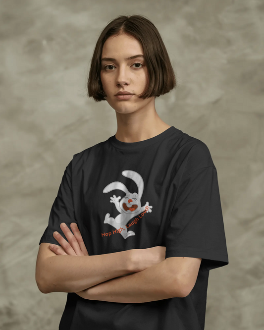 Earth & Thread | Hop High! 100% Cotton Regular Fit T-Shirt - Premium 180 GSM Energetic Rabbit Graphic Tee