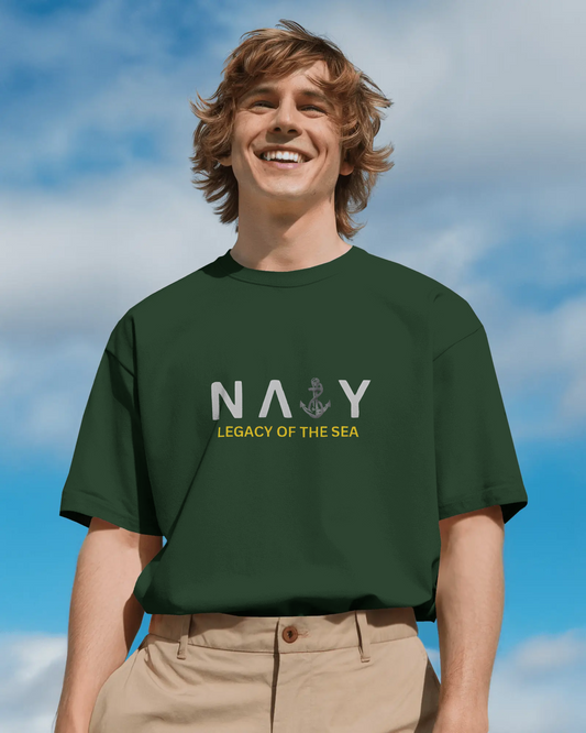 Earth & Thread | Navy Legacy of the Sea 100% Cotton Regular Fit T-Shirt - Premium 180 GSM Maritime Heritage Tee