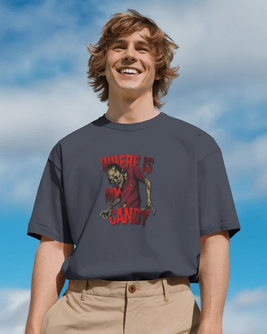 Earth & Thread | Where Is My Candy 100% Cotton Regular Fit T-Shirt - Premium 180 GSM Zombie Graphic Tee