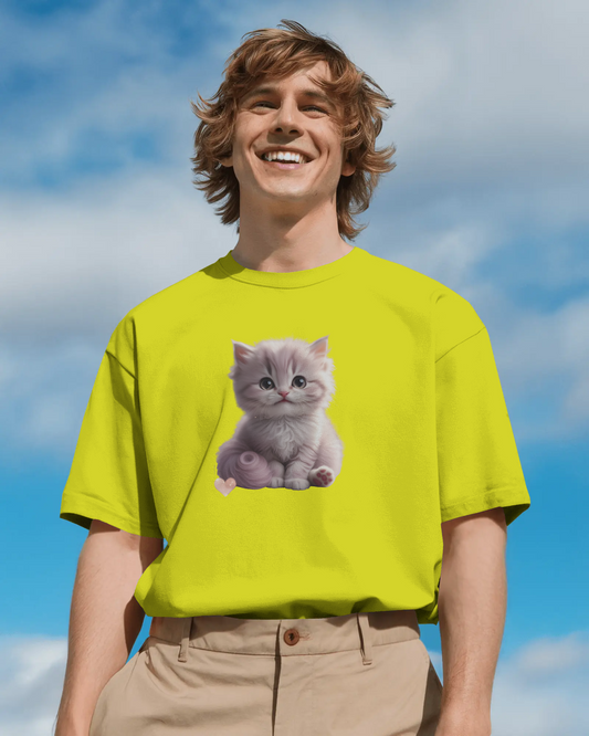 Earth & Thread | Cute Kitten 100% Cotton Regular Fit T-Shirt - Premium 180 GSM Adorable Pet Graphic