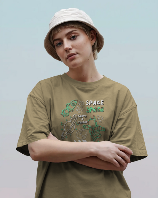 Explore the Cosmos in Oversized Comfort – Spaceman Tee