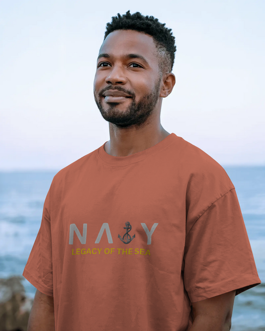 Earth & Thread | Navy Legacy of the Sea 100% Cotton Regular Fit T-Shirt - Premium 180 GSM Maritime Heritage Tee