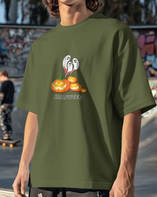 Oversized French Terry – Ghostly Pumpkin Halloween Tee