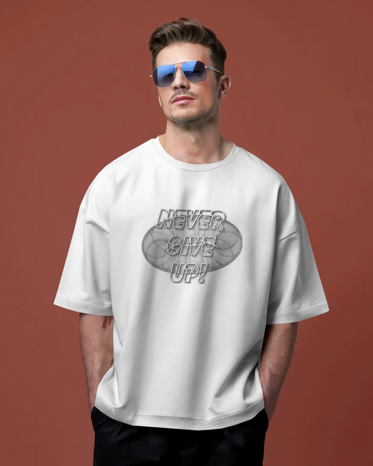 💪 Stay Motivated in Oversized Comfort – Never Give Up Tee