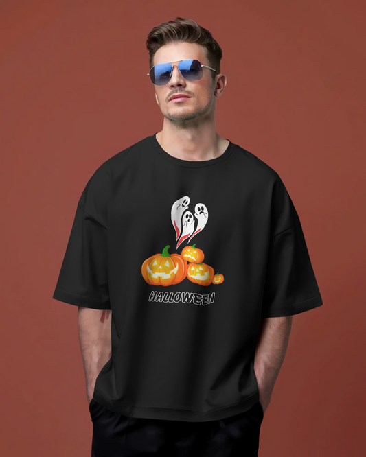 Oversized French Terry – Ghostly Pumpkin Halloween Tee