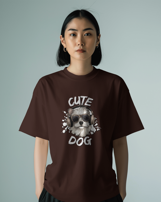 Cool & Confident in Oversized Comfort – Cute Dog Tee