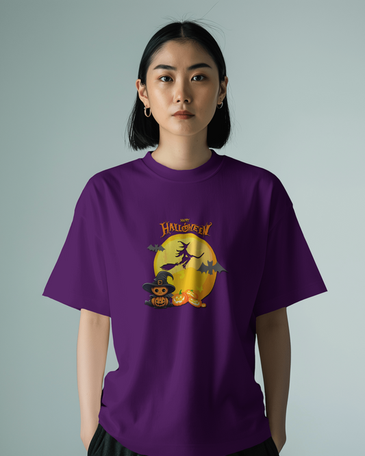 Hauntingly Smooth Comfort – Flying Witch Halloween Tee