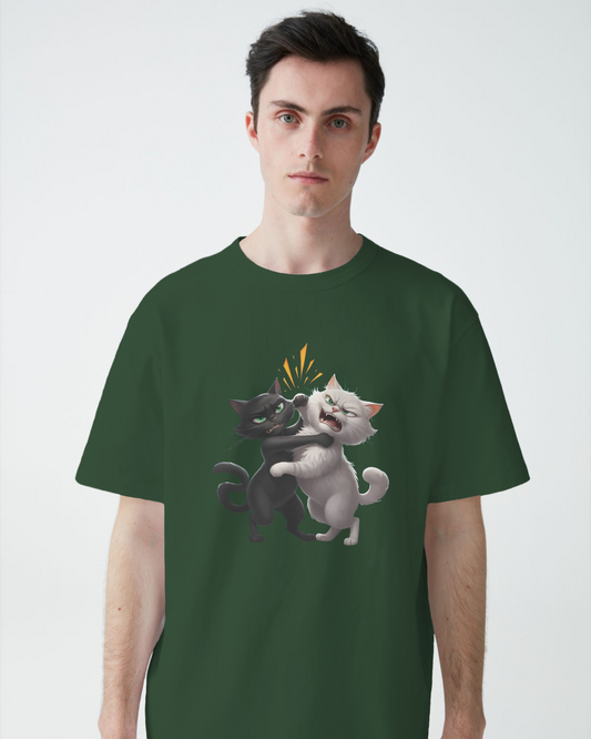 Earth & Thread | Hugging Cats 100% Cotton Regular Fit T-Shirt - Premium 180 GSM Adorable Pet Graphic