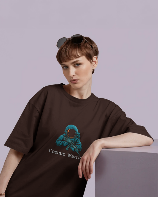 Earth & Thread | Cosmic Warrior 100% Cotton Regular Fit T-Shirt - Premium 180 GSM Space Adventure Graphic Tee