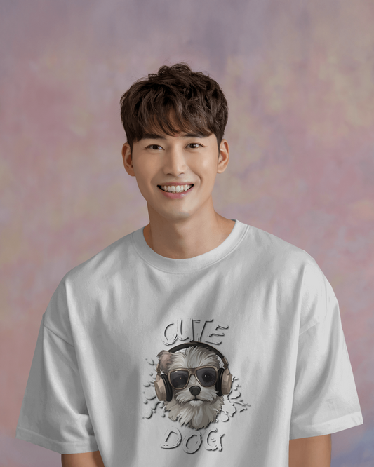 Cool & Confident in Oversized Comfort – Cute Dog Tee