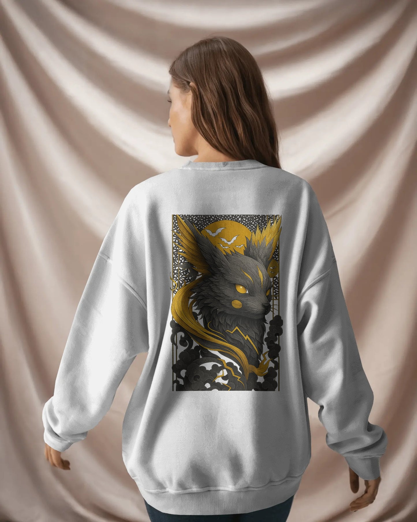 Earth & Thread Oversized Unisex Pikachu Sweatshirt | 350 GSM Cotton Fleece | Anime Graphic Pullover | Front & Back Print | Winter Wear | Crew Neck | Casual Streetwear for Men & Women