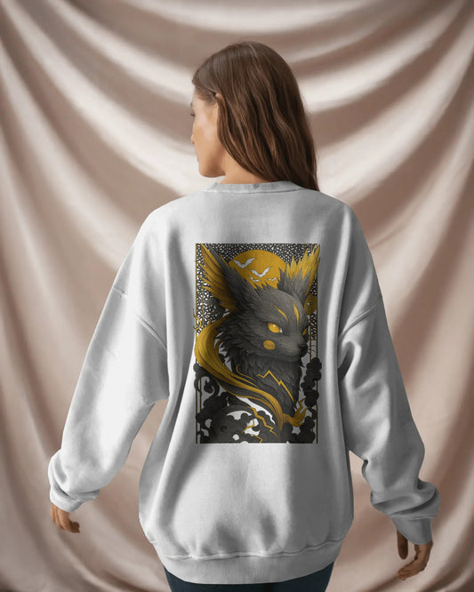 Earth & Thread Oversized Unisex Pikachu Sweatshirt | 350 GSM Cotton Fleece | Anime Graphic Pullover | Front & Back Print | Winter Wear | Crew Neck | Casual Streetwear for Men & Women
