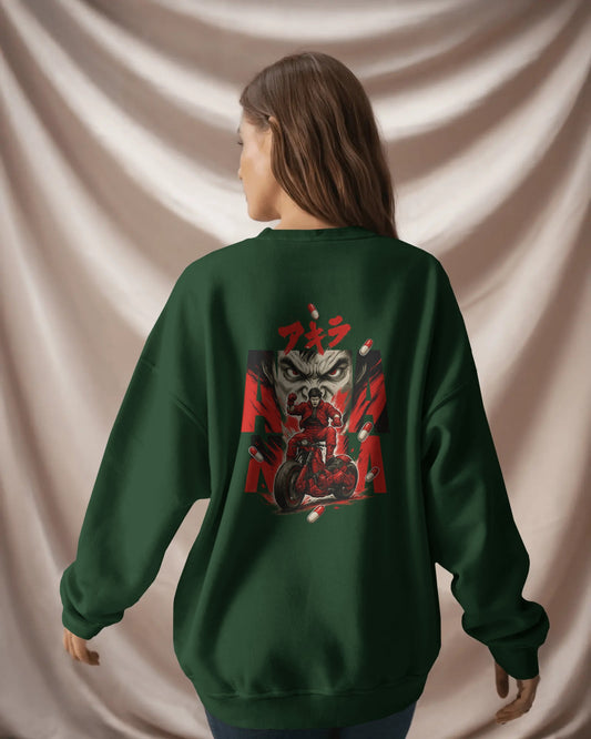 Earth & Thread Unisex Akira Anime Graphic Oversized Sweatshirt | 350 GSM Cotton Fleece Pullover | Casual Winter Streetwear for Men & Women | Premium Japanese Anime Design