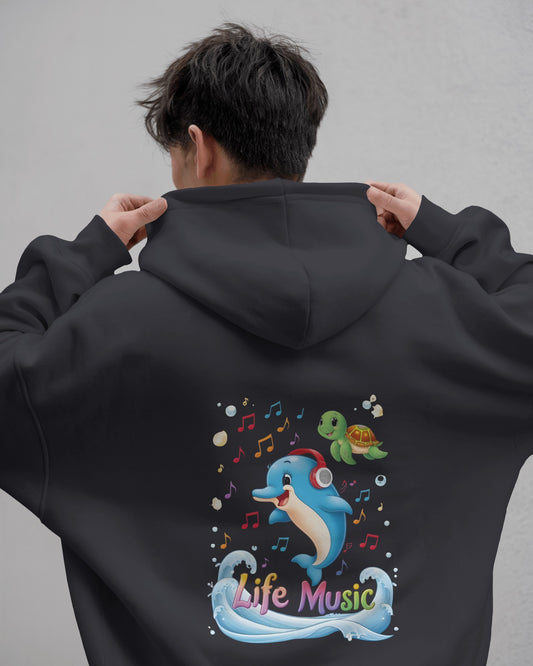 Oversized Hoodie – Life Music Dolphin Edition
