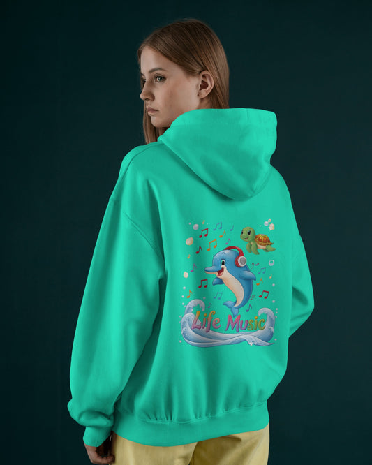 Oversized Hoodie – Life Music Dolphin Edition