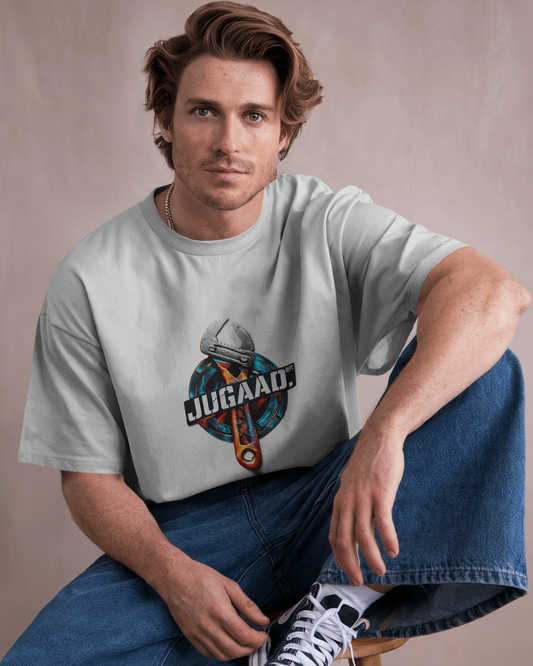 Earth & Thread | JUGAAD. 100% Cotton Regular Fit T-Shirt - Premium 180 GSM Ingenuity Mechanic Graphic Tee