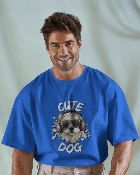 Cool & Confident in Oversized Comfort – Cute Dog Tee