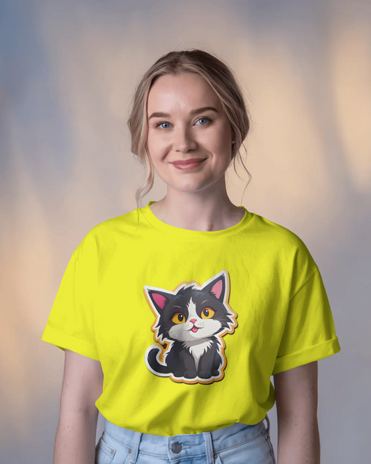 Earth & Thread | Cuddly Kitten 100% Cotton Regular Fit T-Shirt - Premium 180 GSM Adorable Pet Graphic Tee