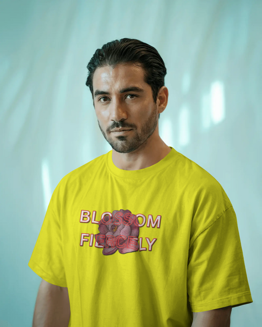 Earth & Thread | Blossom Fiercely 100% Cotton Regular Fit T-Shirt - Premium 180 GSM Empowering Floral Graphic Tee