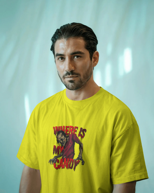 Earth & Thread | Where Is My Candy 100% Cotton Regular Fit T-Shirt - Premium 180 GSM Zombie Graphic Tee
