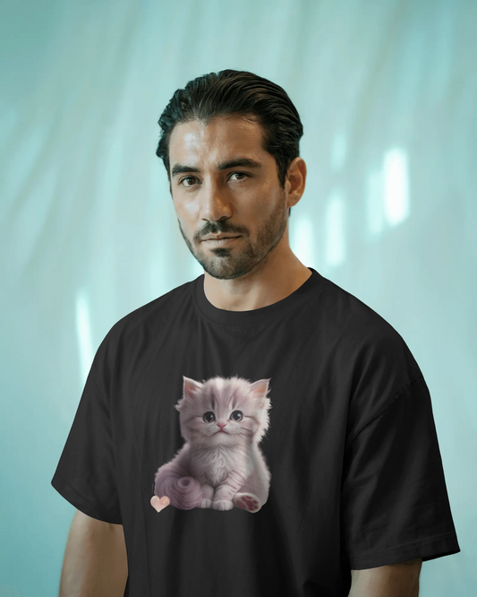Earth & Thread | Cute Kitten 100% Cotton Regular Fit T-Shirt - Premium 180 GSM Adorable Pet Graphic
