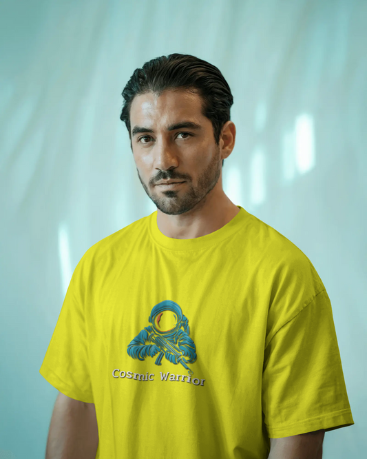 Earth & Thread | Cosmic Warrior 100% Cotton Regular Fit T-Shirt - Premium 180 GSM Space Adventure Graphic Tee