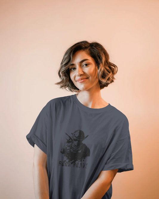 Earth & Thread | Born Brave 100% Cotton Regular Fit T-Shirt - Premium 180 GSM Soldier Spirit Graphic Tee