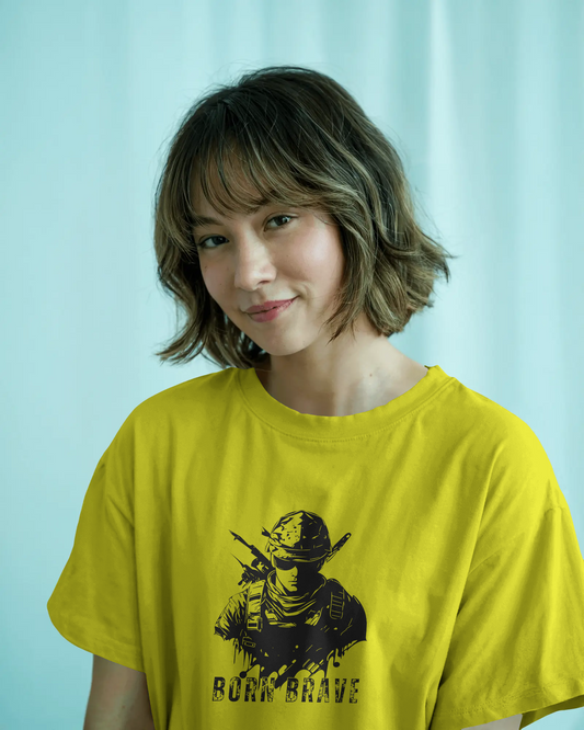 Earth & Thread | Born Brave 100% Cotton Regular Fit T-Shirt - Premium 180 GSM Soldier Spirit Graphic Tee