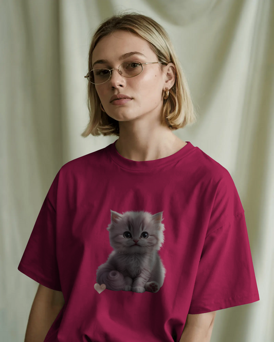 Earth & Thread | Cute Kitten 100% Cotton Regular Fit T-Shirt - Premium 180 GSM Adorable Pet Graphic