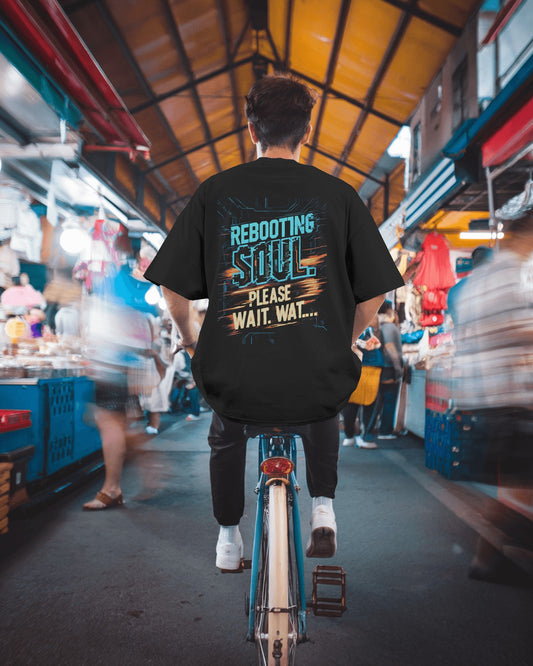 Earth & Thread | Rebooting Soul 100% Cotton Oversized Tee - Premium French Terry Tech Graphic