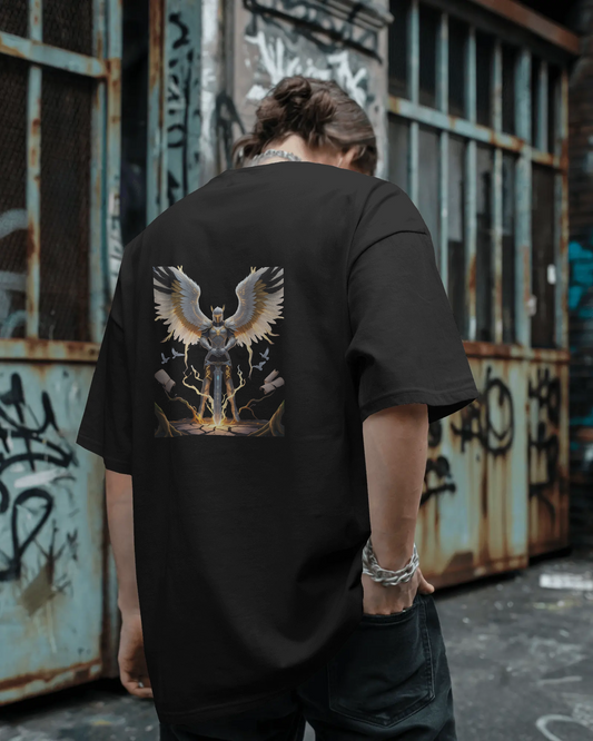 Majestic Strength in Oversized Comfort – Winged Knight Tee