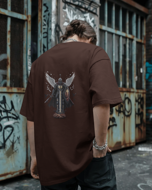 Majestic Strength in Oversized Comfort – Winged Knight Tee
