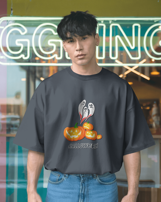Oversized French Terry – Ghostly Pumpkin Halloween Tee