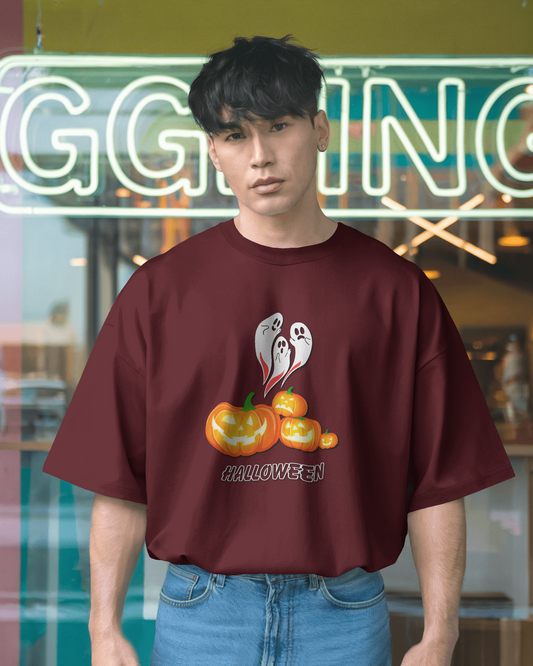 Oversized French Terry – Ghostly Pumpkin Halloween Tee