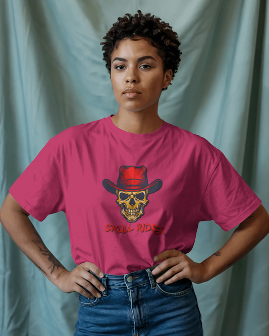 Earth & Thread | Skull Rider 100% Cotton Regular Fit T-Shirt - Premium 180 GSM Edgy Western Graphic Tee